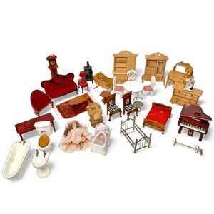 Vintage Miniature Dollhouse Furniture Set